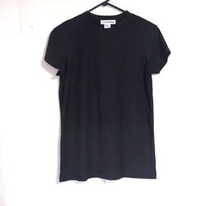 Cotton Emporium Black Fuzz Dot Textured Short Sleeve Tee Size Small